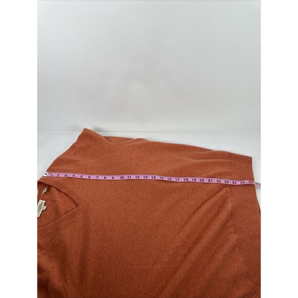 Peter Millar Sweater Mens Large Orange 100% Cashmere Pullover V Neck Soft Knit - Picture 8 of 8